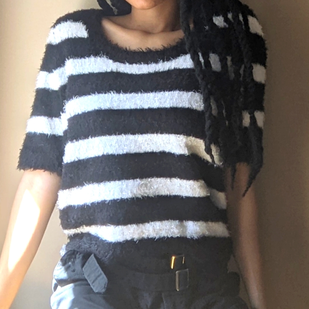 BONGO fuzzy striped top